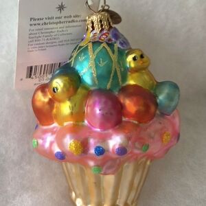 Christopher Radko Easter Cupcake Ornament with Chicks
